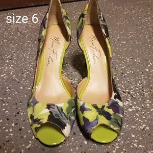 Floral peep toe heels